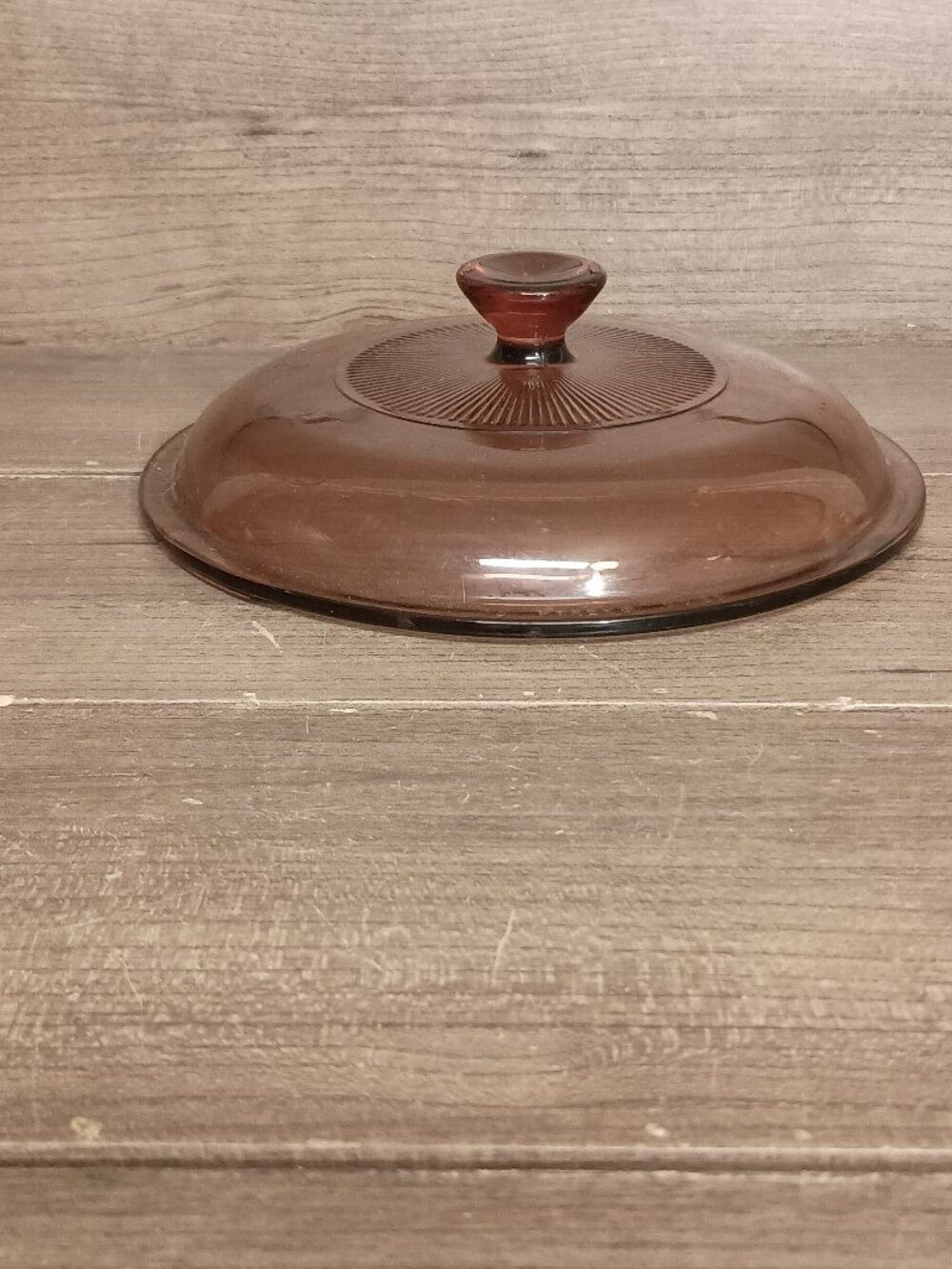Vintage Pyrex V-1.5-C Cranberry Replacement Lid Round Glass 7.25" Ribbed Top